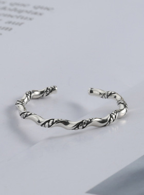 波浪独身主义风韩国开口食指尾戒