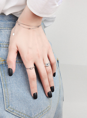 小众设计感不规则光面开口戒指