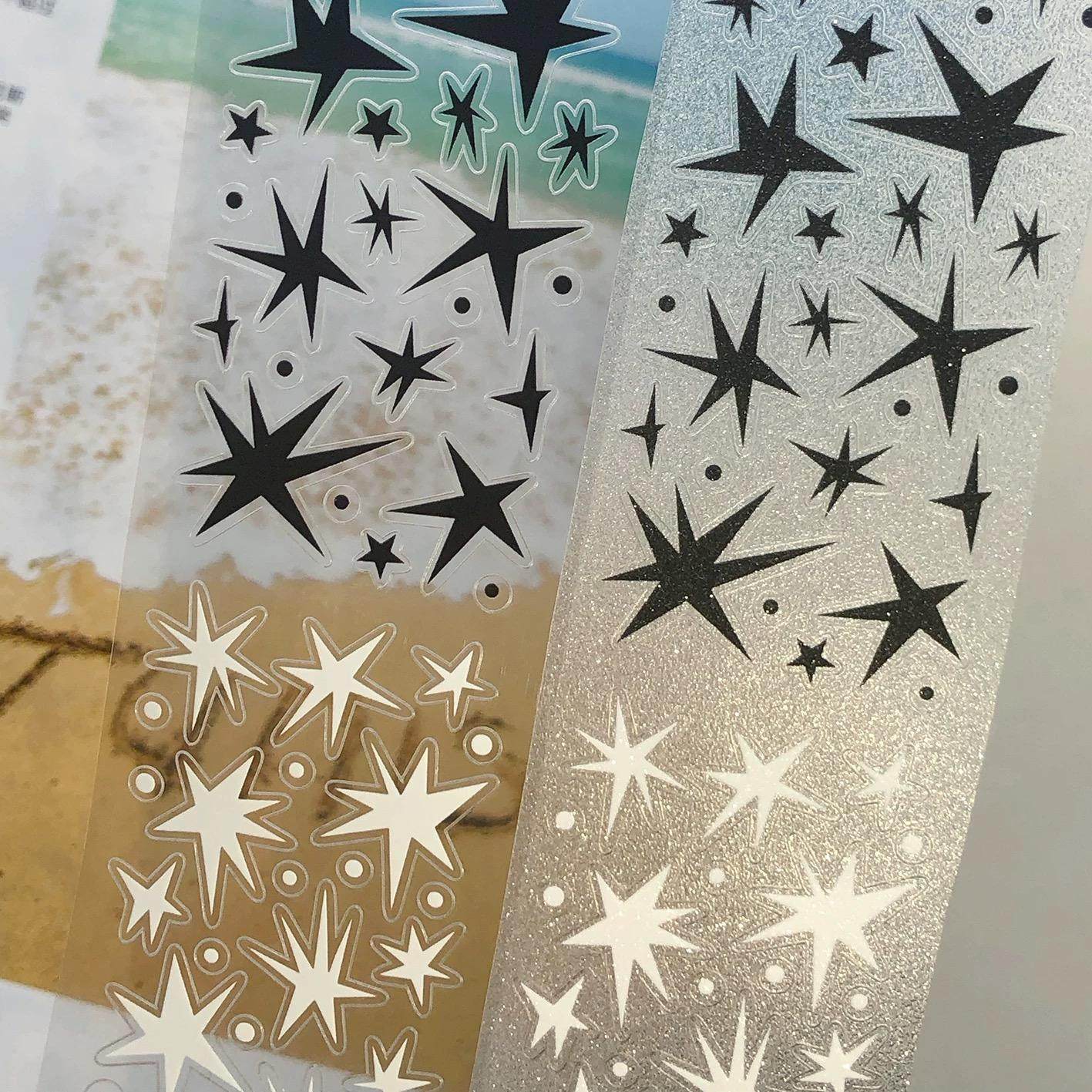 浮光分装 甜品镇星星黑白星芒切膜胶带双透亮膜立体烫银 手帐拼贴,淘宝优惠券,粉丝福利购,淘宝优惠卷