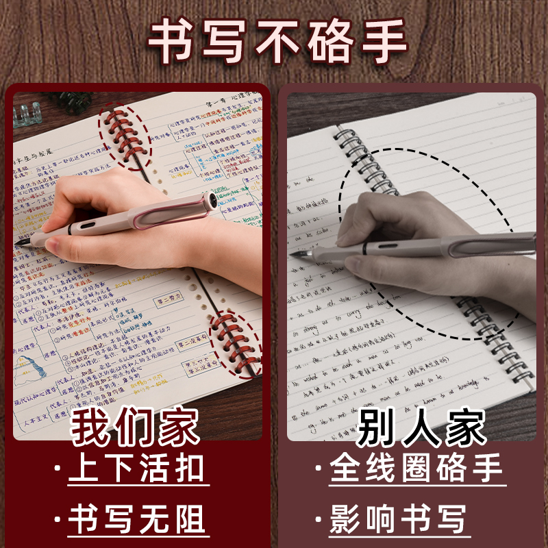 不硌手笔记本子b5可拆卸活页本a5记事纸错题本日记本初中生专用简约高颜值本子外壳学生a4横线网格线圈本加厚-图2