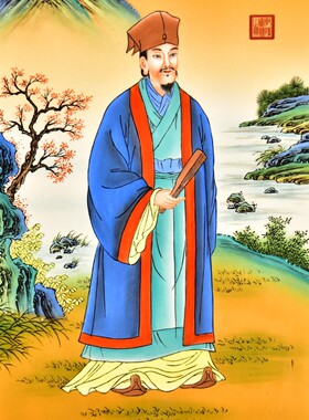 书房文玩壁挂老件木框镶手绘粉彩瓷板画唐宋八大家苏辙画像挂板