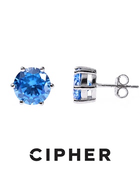 CIPHER s925银蓝钻耳钉 嘻哈银耳饰男锆石潮高级感女同款