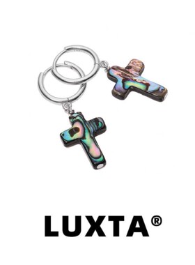 LUXTA原创 纯银母贝十字架耳坠男嘻哈 设计感耳环耳饰女同款美式