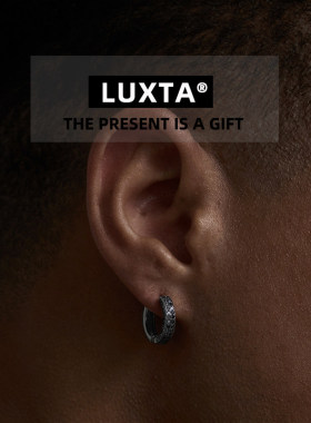 LUXTA 原创 s925银黑色耳环男嘻哈 微镶钻电镀黑金高级感个性耳饰