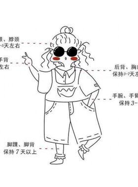 蓝色莲花彩绘纹身贴腰腹遮盖疤痕贴纸古风防水持久锁骨手臂大腿