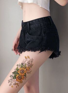 向日葵纹身贴防水持久花臂ins风背部腿部手臂腹部遮疤仿真刺青
