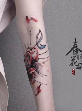 墨印记 彼岸花纹身贴防水 持久锁骨手臂地狱少女性感暗黑系刺青