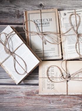 复古文艺外文英文麻绳捆绑书落书书房摆件拍摄道具橱窗摆件装饰