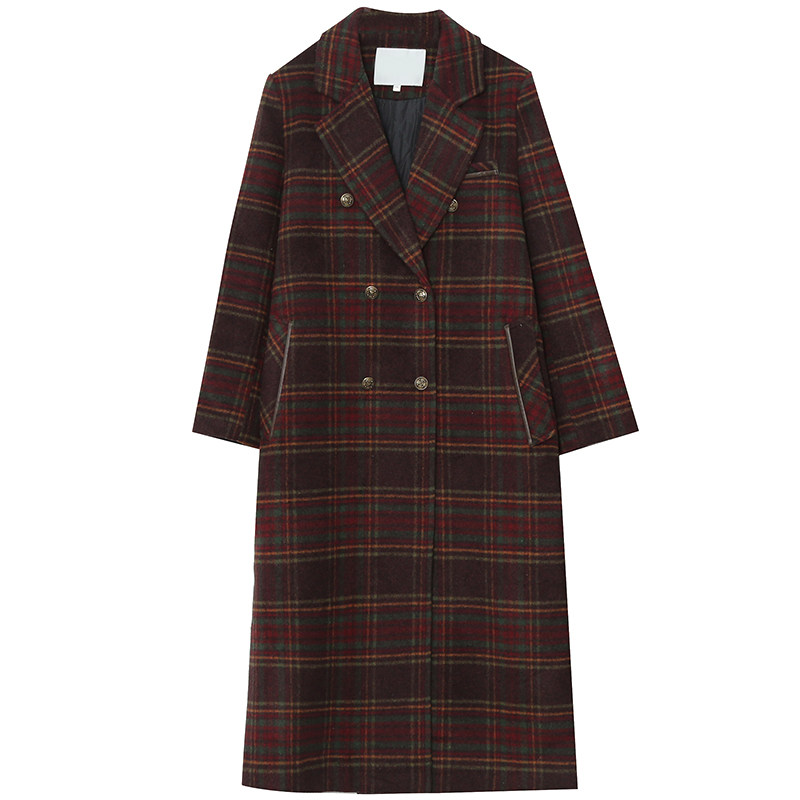 英伦风气质过膝夹棉外套胖莹莹大码女装胖mm秋冬复古格子毛呢大衣,淘宝优惠券,粉丝福利购,淘宝优惠卷