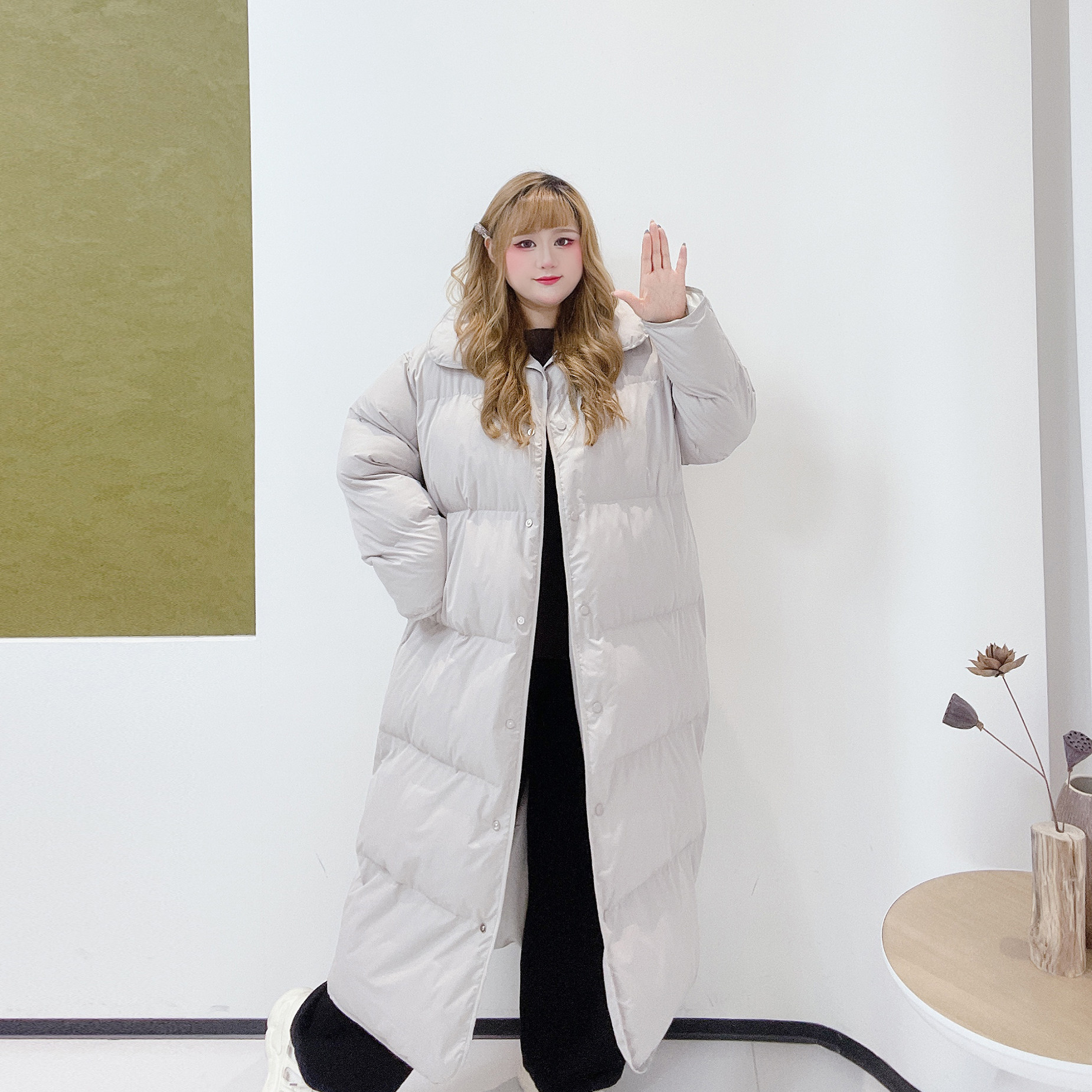 氛围感围巾加厚保暖长款外套潮胖莹莹大码女装冬季大被子连帽棉服,淘宝优惠券,粉丝福利购,淘宝优惠卷