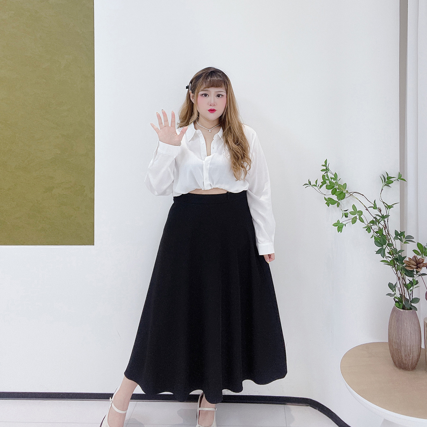 梨形身材显瘦A字中长裙胖莹莹大码女装秋高腰显瘦百搭纯色半身裙,淘宝优惠券,粉丝福利购,淘宝优惠卷