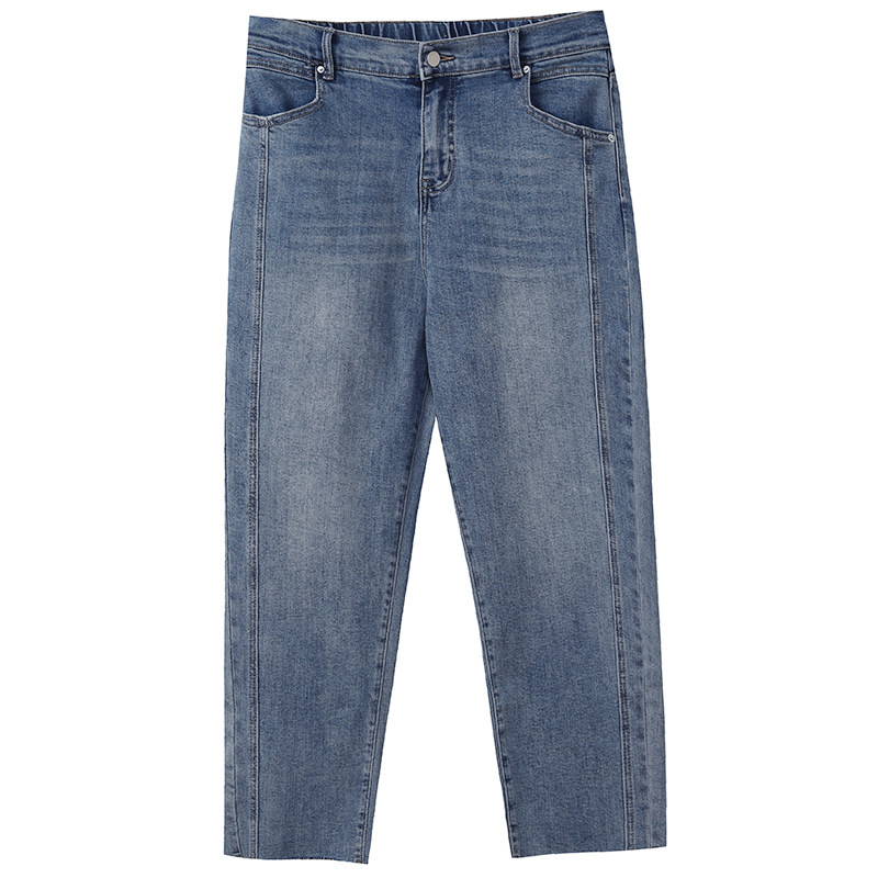 复古休闲风百搭九分小脚裤胖莹莹大码女装秋季新款显瘦毛边牛仔裤,淘宝优惠券,粉丝福利购,淘宝优惠卷