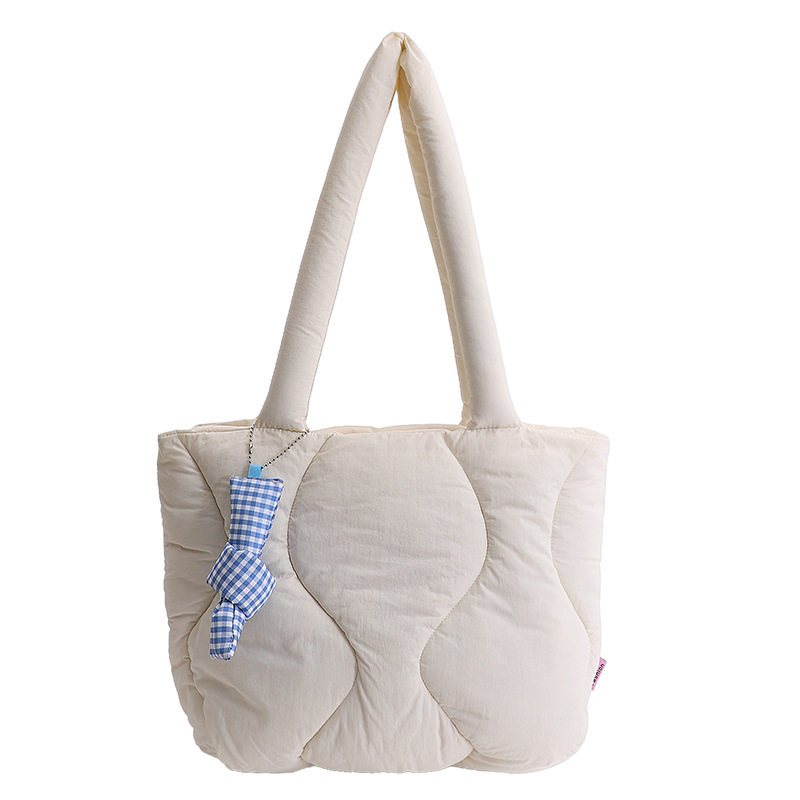 秋冬季大容量通勤棉服托特包包女2025新款简约百搭休闲手提单肩包,淘宝优惠券,粉丝福利购,淘宝优惠卷