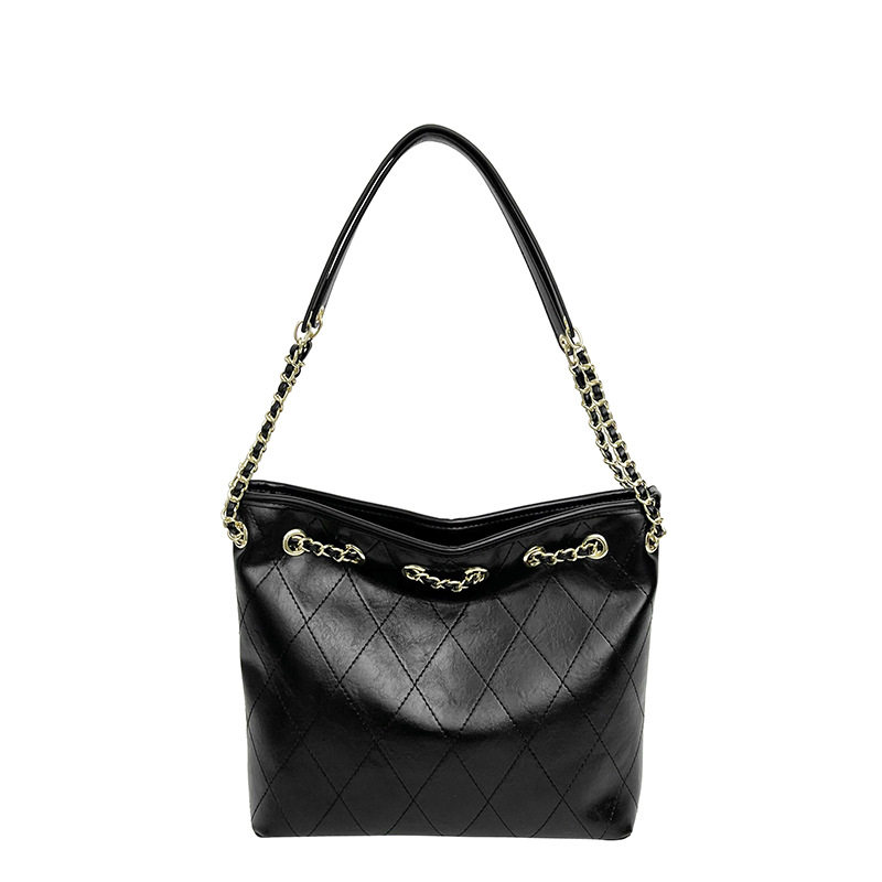 大容量菱格水桶包包女2026新款高级质感单肩斜挎包复古链条通勤包,淘宝优惠券,粉丝福利购,淘宝优惠卷