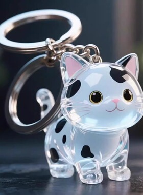 跨境外贸小红书同款毛发收纳盒吊饰扭蛋小猫毛发存放纪念品钥匙扣