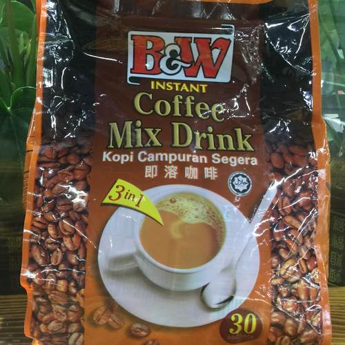 原装购马来西亚进口即溶冲饮B&W健力三合一速溶咖啡600g30小包邮 - 图1
