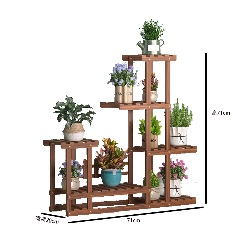 室内外实木质花架子阳台客厅碳化防腐绿萝多肉植物置物架落地多层