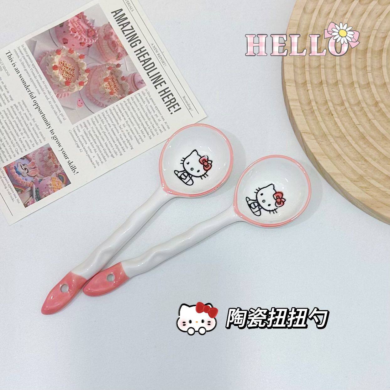 HelloKitty凯蒂猫双耳碗釉下彩陶瓷餐具套餐可爱饭碗儿童宿舍学生