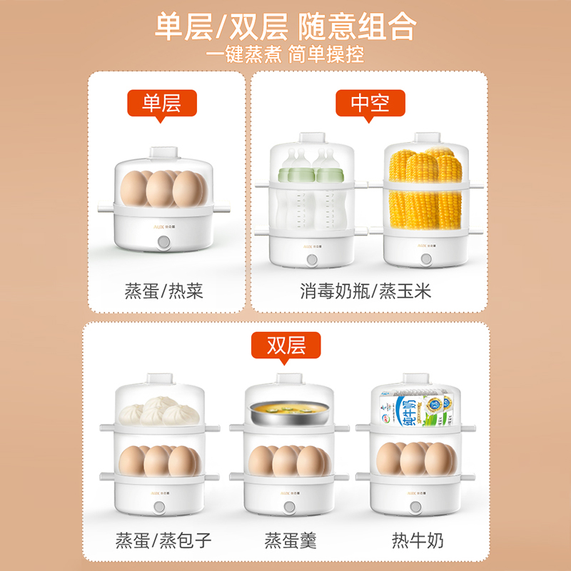 奥克斯煮蛋器多功能蒸蛋器家用小型自动断电学生宿舍1人早餐神器