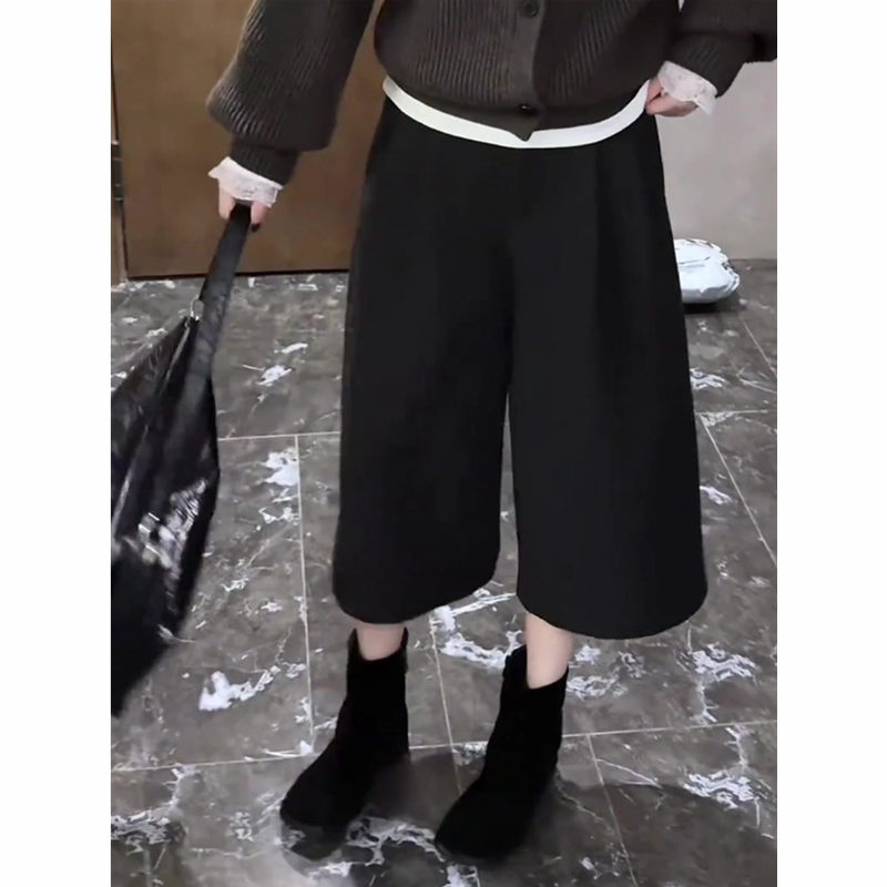 深灰色八分毛呢裤女秋季新款宽松显瘦气质百搭简约时尚休闲阔腿裤,淘宝优惠券,粉丝福利购,淘宝优惠卷