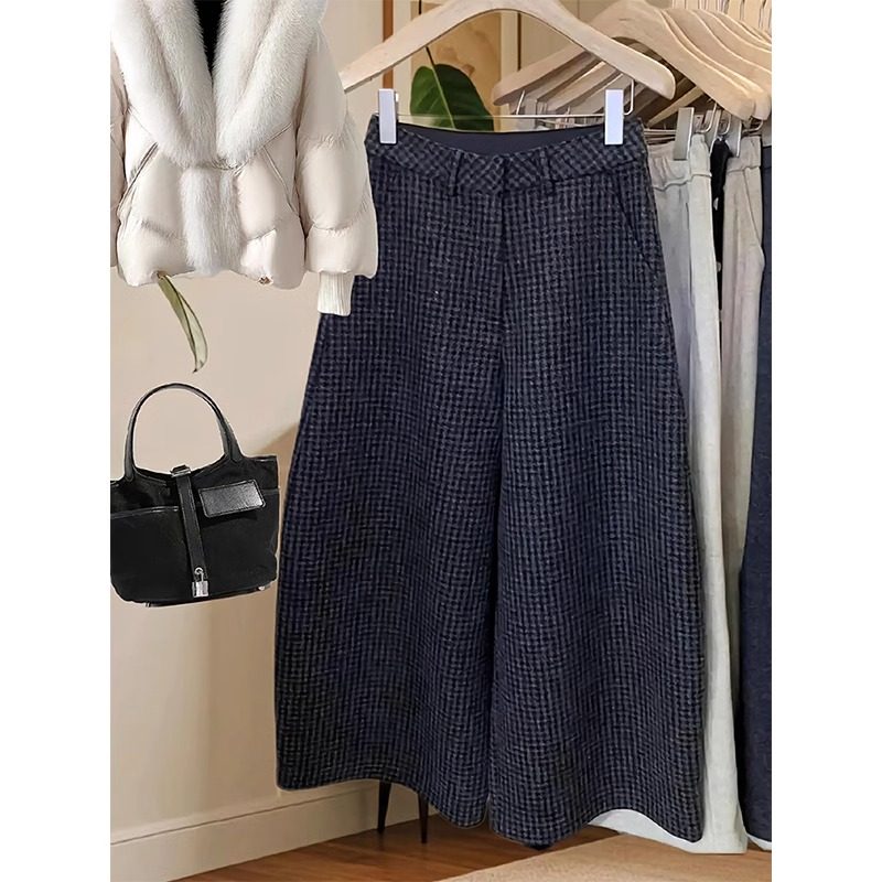 加绒加厚毛呢格子裤女冬季新款大码梨形身材小个子宽松显瘦哈伦裤,淘宝优惠券,粉丝福利购,淘宝优惠卷