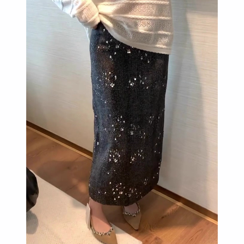 亮片半身裙女冬季2025新款高腰显瘦时尚百搭优雅气质通勤风A字裙,淘宝优惠券,粉丝福利购,淘宝优惠卷