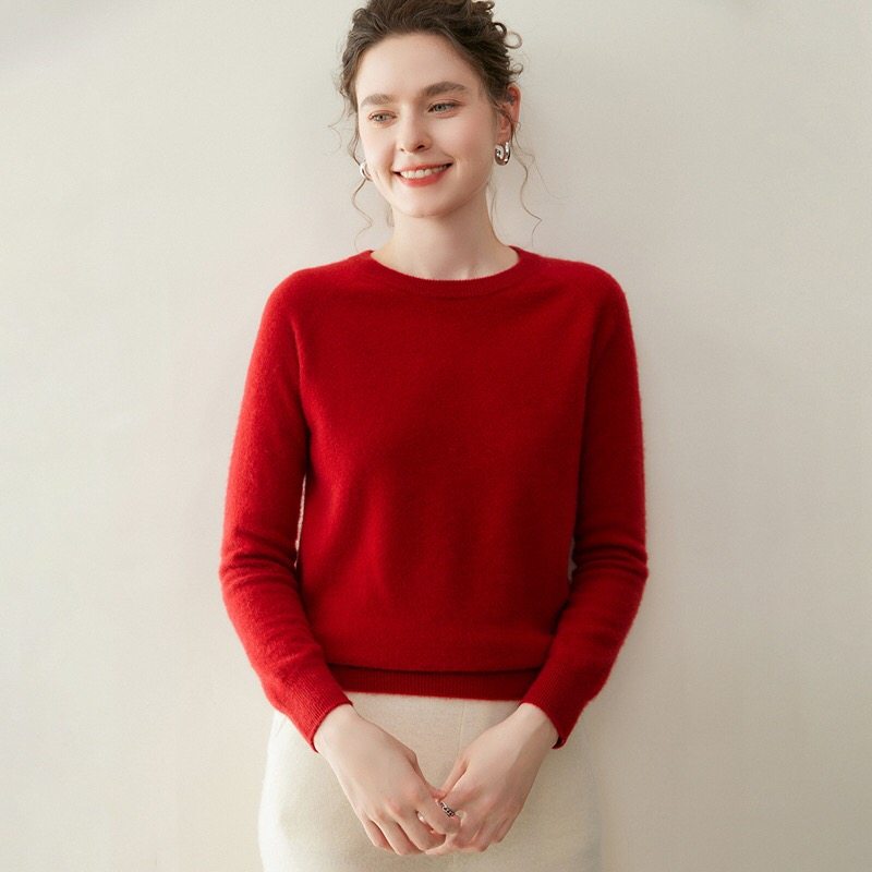 巨显瘦！100%纯山羊绒衫女圆领加厚宽松慵懒风针织打底毛衣,淘宝优惠券,粉丝福利购,淘宝优惠卷