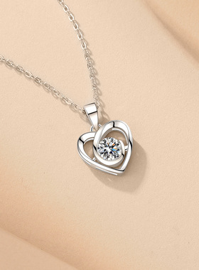 S925纯银项链女冷淡风心形吊坠轻奢百搭生日礼物送闺蜜女友包邮