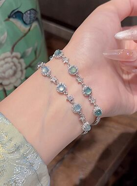 「珊瑚海」清冷感新中式海蓝仿锆石手链精致新款高颜值气质手饰女