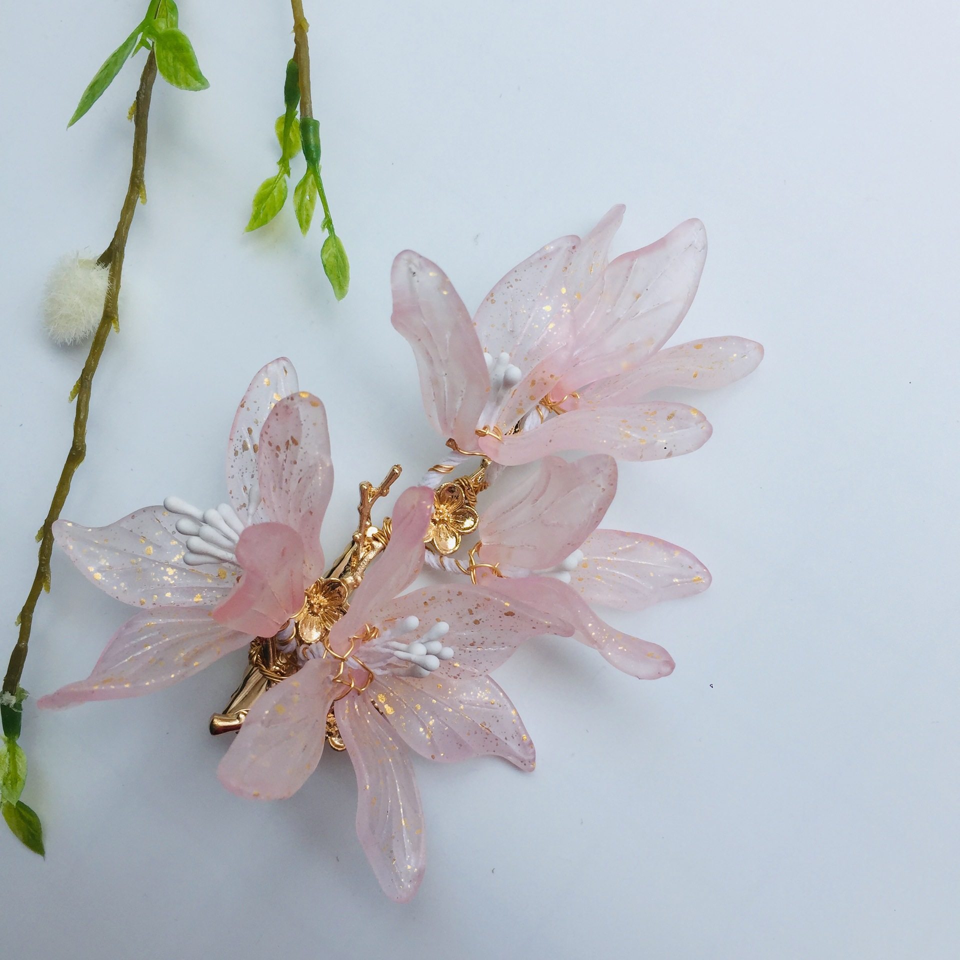 原创古风海棠花发簪发夹汉服发饰玉簪花发梳发饰配饰仙气十足头饰