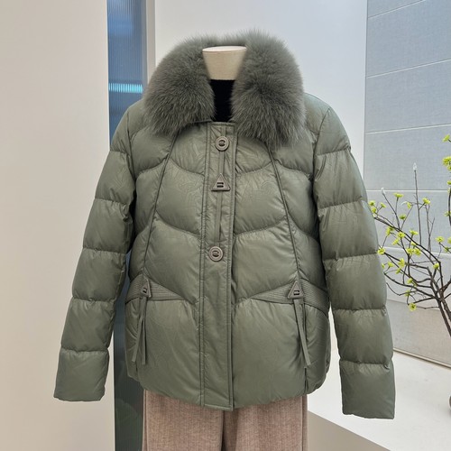 冬季新款中老年妈妈装白鸭绒羽绒服外套毛领拉链保暖加厚上衣女装 - 图0