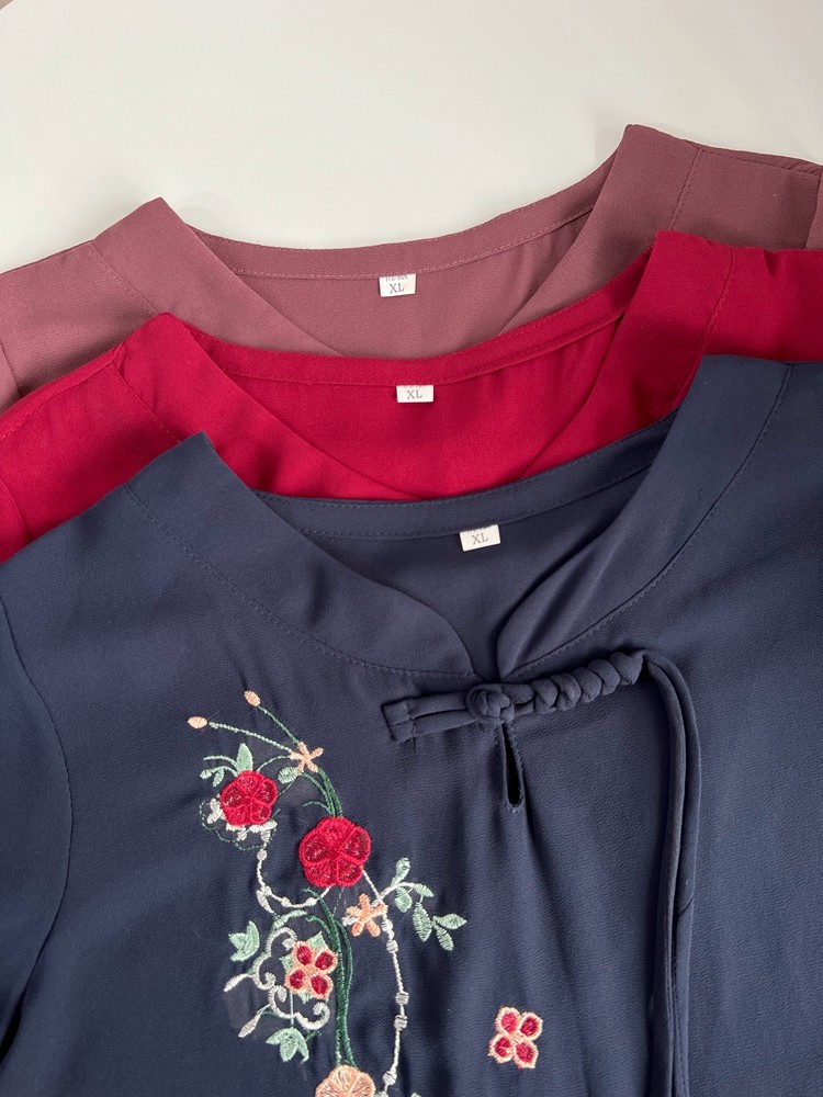 中老年夏装女装妈妈休闲短袖套装宽松奶奶t恤裤子两件套绣花衣服