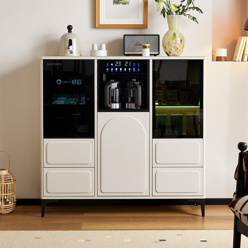 2025新款奶油风家用实木茶吧机高端客厅智能全自动一体饮水机柜子 - 图0