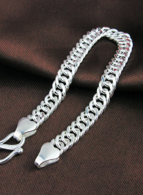 免费刻字S990纯银男生手链 男士纯银手链 时尚潮男士纯银马鞭手链