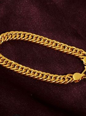 镀黄金男士手链马鞭999男款手串