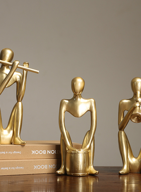 北欧抽象金色人物现代轻奢摆件 创意家居饰品客厅酒柜装饰工艺i.