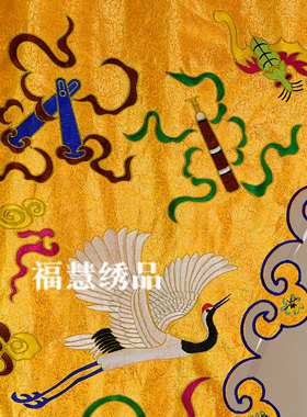 道观刺绣仙鹤神帐神像织锦提花布暗八仙道法自然道堂背景装饰定制