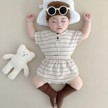 pipimax baby striped t-shirt + shorts split suit summer wear for 100day baby, super cute, ແບບຕ່າງປະເທດ, ສະໄຕລ໌ເກົາຫຼີ