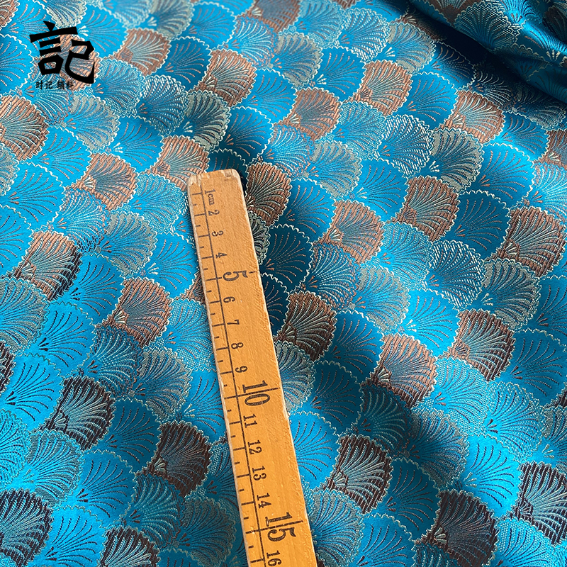 深浅宝蓝色海波贝壳松针纹织锦缎布料丝绸缎子面料手工汉服diy古,淘宝优惠券,粉丝福利购,淘宝优惠卷