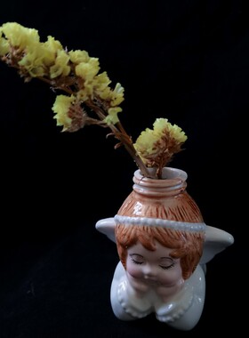 陶瓷小花瓶天使桌面摆件外贸