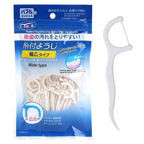 日本进口极细牙线家庭装超细一次性便携式大盒牙签剔牙棒50支袋装