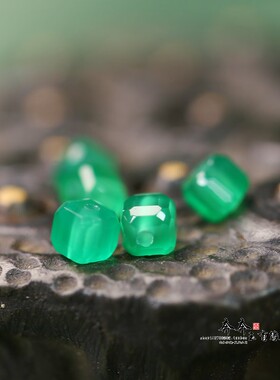 天然绿玛瑙刻面约5mm迷你方糖