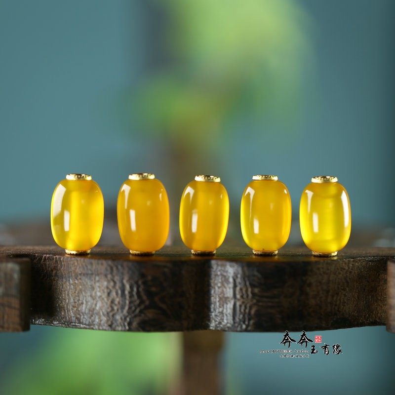 纯天然玛瑙黄色桶珠15*10mm孔2mmDIY手串手链新中式配饰饰品D168 - 图3
