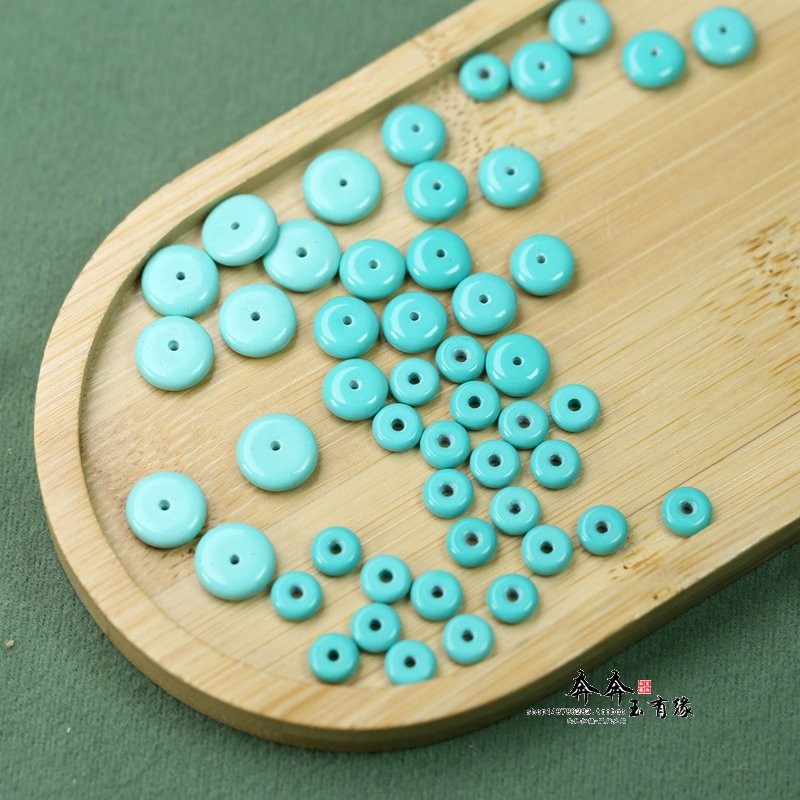 天然绿松石6/8/10mm隔珠垫片DIY佛珠手串文玩国风配饰件串珠百搭,淘宝优惠券,粉丝福利购,淘宝优惠卷