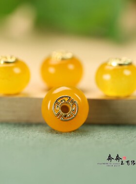 巴山翠黄算盘14*11mm孔2.5mm