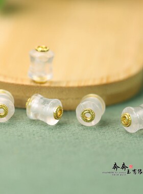 天然粉晶竹节珠9*13mm镶孔2mm