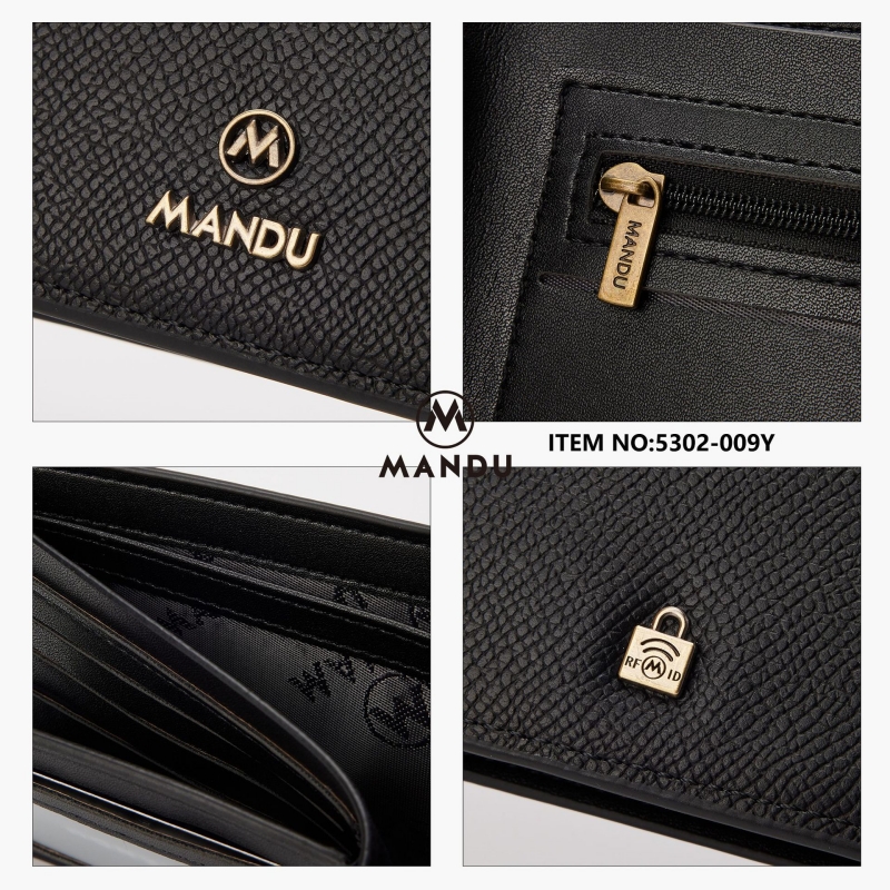 漫度MANDU新款男士短款钱包休闲PU防盗刷RFID多卡位卡包礼盒钱夹 - 图2