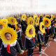 Face-showing sunflower hood sun performance props for children