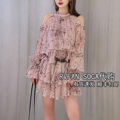 REVANYAYA芮范雅2026夏季新款小个子蝴蝶结雪纺连衣裙女R31101380 - 图0