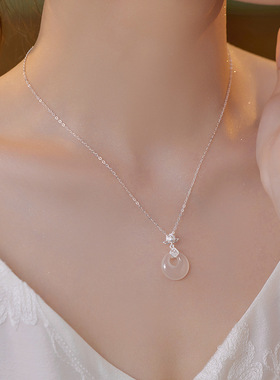 福运莲莲锁骨项链纯银复古